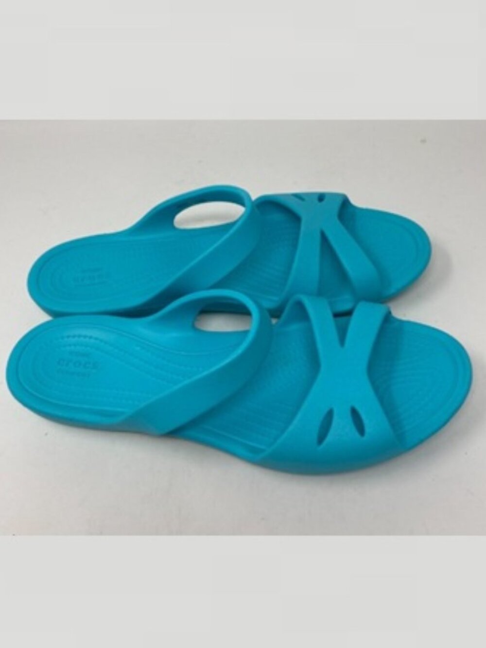 Crocs Womens Kelli Blue Slip On Rubber Lightweight Flat Slide Sandal Size US 11